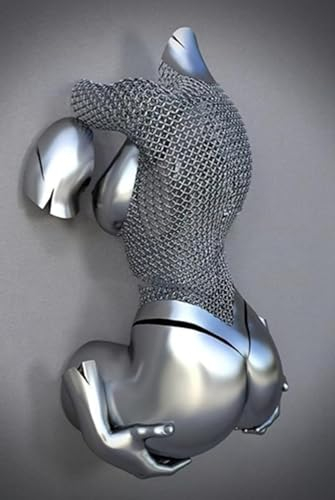 3D Metall Figur Statue Kunst Leinwand Gemälde Romantisch Abstrakt Poster und Drucke Liebhaber Skulptur Poster Liebe Herz Kuss Bilder - Ohne Rahmen (Figur-05,1Pcs-50x70cm)