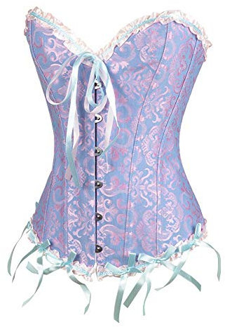 liaddkv Femmes Sexy Vintage Fête Gothique Floral Dentelle Up Corset Slim Bustier Top Costumes Cosplay pour Hommes Goku, lilas, M