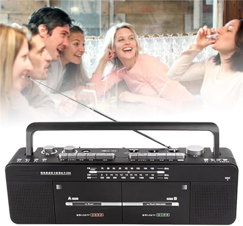 Kassettenrekorder, Boombox, Doppelkassettenspieler mit AM/FM-Radio, MP3/U-Disk/TF-Kartenwiedergabe – FM/SW/WM-Radio, One-Click-Aufnahme/Transkription