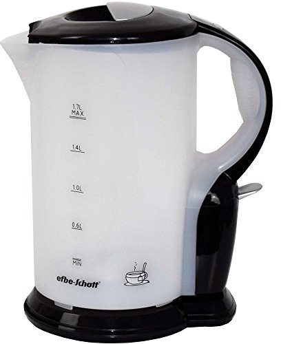 Syntrox Wasserkocher elektrisch aus Kunststoff, 200 Watt, 1,7 Liter Kapazität, langlebig, Kabellos, schnell erhitzendes Küchengerät, Schwarz/Weiße Optik