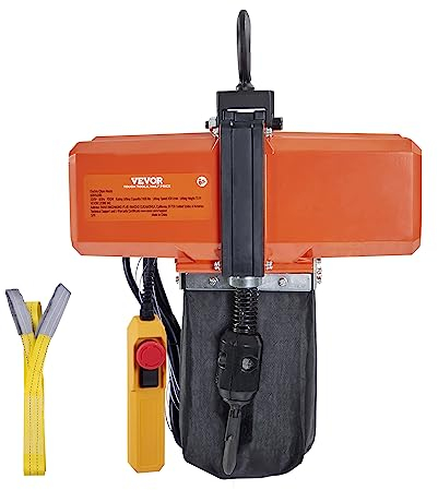 VEVOR Polipasto Eléctrico de Cadena 580W Capacidad de Carga 499kg Altura Máxima de Elevación 4,5m Grúa Puente Monofásico con Cadena G100 Control Remoto con Cable de 3m para Garaje, Taller, Hotel