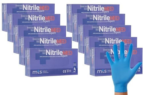 MTS Safety & Protection Guanti Monouso S - 1000 Pezzi/scatola Guanti In Nitrile Guanti Blu Nitrile - Guanti In Gomma Senza Polvere (S, Blu, 1000 Pezzi)