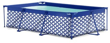 Swim Essentials | Piscina de Montaje Azul Oscuro/Blanco Abstracto 260x160x65 cm
