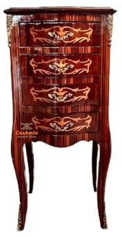 CasAmin Home & Living Nachttisch Französischer Antik-Stil, Kleine Kommode Retro Barock Stil in Braun Kommode Heimdekoration Nachttisch für Heimdekoration