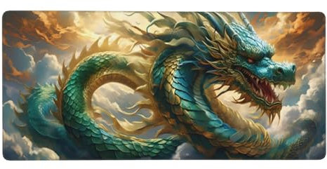 Gaming Mouse Pad Dragon Mouse Mat Blue Mouse Pad XXL 1200 x 600 x 3 mm Desk Mat Large with Anti-Slip Rubber Base, Waterproof Gaming Mouse Mat for Improved Precision Speed Keyboard Mat for Gamer -Y1037