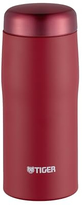 TIGER Made in Japan Vacuum Insulated Stainless Steel Water Bottle, 12 oz (360ml), RF - Dark Red