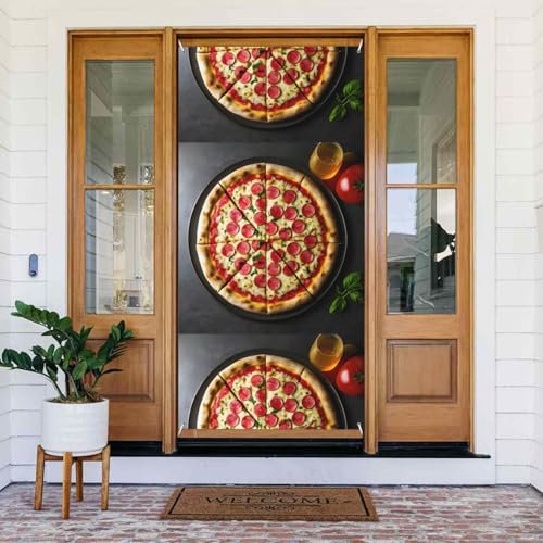Große Pizza-Willkommens-Türabdeckung, Dekorationen, Veranda, Banner, Schild für Party, Innen- und Außenbereich, Dekorationen