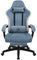 LUCKRACER Fabric Gaming Chair with Footrest, Ergonomic Computer Desk Chair with Pocket Spring Cushion Home Office High Back Support Lumbar Support Heavy Duty Wide (Light Blue)