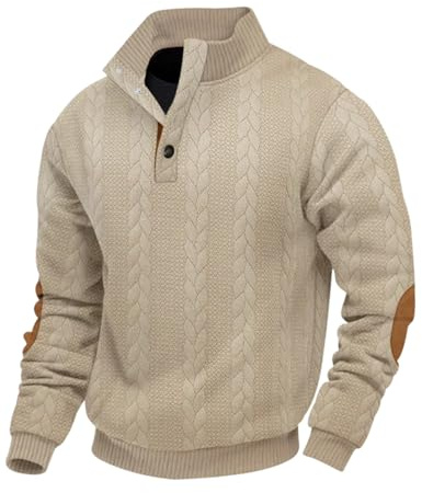 EndoraDore Mens Jacquard Sweatshirts Long Sleeve Stand Collar Pullover | Soft Knitted Fabric with Jacquard Texture, Mens Sweater with Stand Collar, Warm Pullover for Casual Daily Wear
