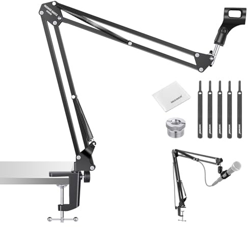 NEEWER BASICS Desktop Microphone Arm Stand, Suspension Scissor Boom Mic Desk Mount Compatible with Blue Yeti Snowball HyperX QuadCast SoloCast Shure, Max Load 3.3 lbs, Cleaning Cloth, MS006