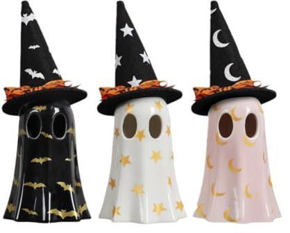 Flaroey 3PCS Ghost Halloween Decor Halloween Ghost Decorations Indoor Ghost Decor with Witch Hat for Fall Halloween Home Decor