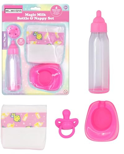 Electoys Childrens Magic Milk Bottle & Nappy Set for Imaginative Role Play Nursery Toys Includes Dummy Potty Disappearing Bottle for Pretend Care Perfect for Ages 3 and Up