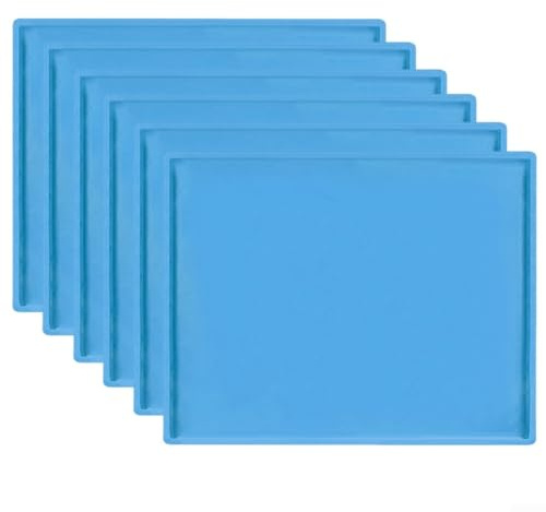 6Pcs Silicone Baking Tray Liners Heat Resistant Non-Stick Dehydrator Mats With Raised Edge For Cosori Oven Food Dehydrators Fruit Leather Vegetable Rolls(Blue)