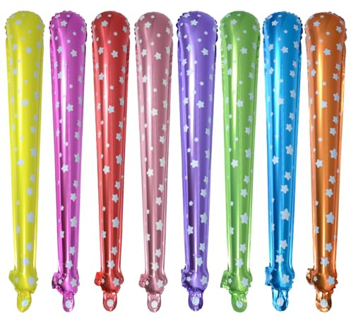 Ecanna 24 Pack Inflatable Cheering Sticks with Bells, 8-Color Noise Makers