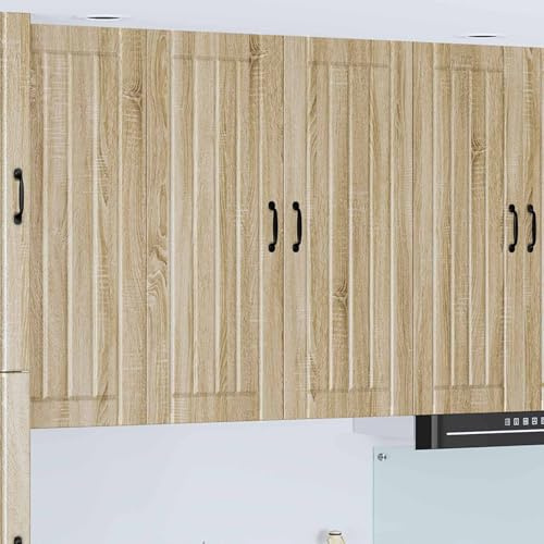 Zeehear Armoire de cuisine, en chêne Sonoma, 80 x 31 x 100 cm, durable, avec portes coulissantes, polyvalente, facile d'entretien