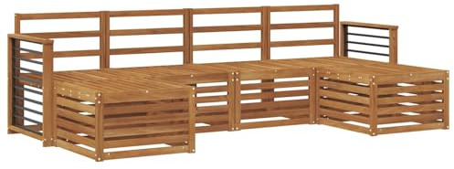 vidaXL 8-teiliges Sofaset, natürliches Akazienholz, massiv, modernes Sofa für Garten und Terrasse, modernes Set, Holzmöbel, Akazien-Kollektion