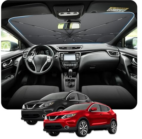 [2026 Actualización] BSTW Compatible con Nissan Qashqai J11 2014-2021 Parasol para Parabrisas, Parasol Plegable Automático Diseño con Cordón, Protector Solar y Protección UV Qashqai J11 Accesorios