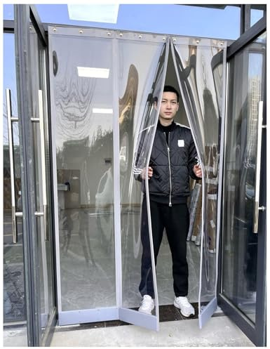 Plastic Vinyl Strip Door Curtain - PVC Strip Door Curtain Kit Windproof/Warm/Dustproof, Self-Adhesive Clear PVC Plastic Curtains for Warehouses/Factories/Supermarkets/Shopping Malls/Halls/Garages