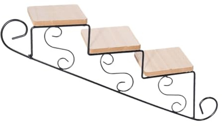 WESIEVYA Mensola a Forma di Scala in Metallo Nero Design Rustico Shabby Chic per Esposizione Foto e Decorazioni Negozio di Abbigliamento Zona Accogliente