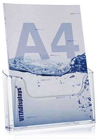 VITAdisplays® DIN A4 Prospekthalter/Prospektständer, Transparent (NE-230)