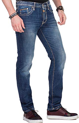 Cipo & Baxx Herren Straight Leg Jeanshose C-0688, Blau, 30W / 34L
