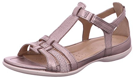 ECCO Womens Flash Leather Warm Grey Metallic Sandals 3.5-4 UK