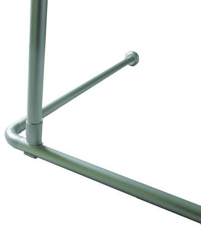 KS Handel 24 ALU DECKENHALTERUNG EXTRA LANG 120 cm! FÜR WINKELSTANGE DUSCHVORHANGSTANGE Silber MATT! UNDERSEILING of Corner Rod!