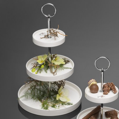 Étagère ROUND Kuchenplatte Kuchenteller Teller 3-stöckig, Porzellan, 34,5 cm