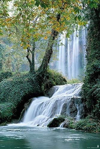 Grupo Erik Wasserfall Monasterio de Piedra Poster - Kunstdruck - Deko Wohnzimmer oder Deko Schlafzimmer - Deko Zimmer - Größe : 61 x 91 - Offizielle Lizenz