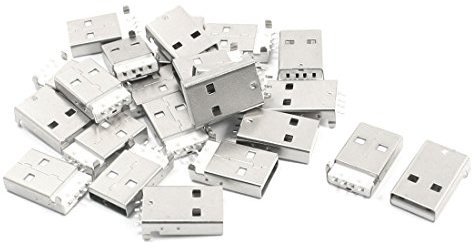 sourcing map 25Pcs USB-A PCB Surface Mounted Devices Male Socket Printed Circuit Board Connector