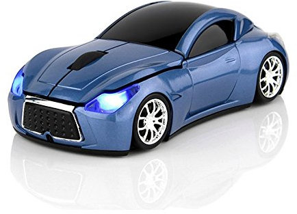 KLEIN Design FTD-MS127 Kabellose Maus, Sportwagen Design, 2.4 GHz Verbindung via Nano-USB-Empfänger, Optischer Sensor, Für Links- und Rechtshänder, in Farbe blau