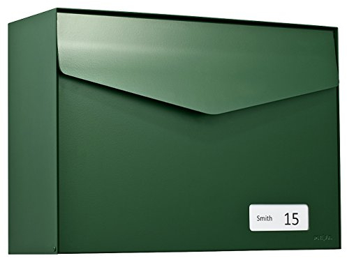 MEFA Briefkasten Letter (113) Moosgrün semi mat Namenschild RAL 6005 Wandbriefkasten
