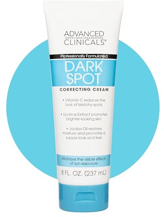 Advanced Clinicals Dark Spot Vitamin C Cream For Face, Hand & Body Lotion, Anti Aging Therapeutic Skin Care Moisturizer Lotion Reduces Appearance Of Age Spots, Blotchy Skin, & Wrinkles, Large 8 Fl Oz