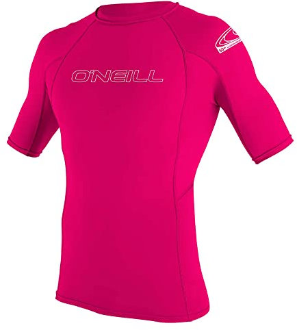 O'Neill UV Schutz Youth Basic Skins S/S Crew Chaleco Rash, Niñas, Rojo sandía, 16