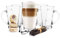 6 bicchieri da caffè/tè 300 ml con manico e 6 cucchiaini in acciaio inox (gratis), 20 varianti di bicchieri per latte macchiato. trasparente