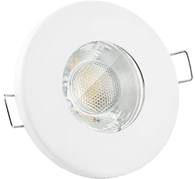 linovum LED Einbaustrahler 5W flach IP65 weiß mit Wasserschutz für Bad, Dusche oder Außen inkl. GU10 Lampe warmweiß 2700K