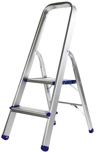 Haushaltsleiter klappbar Alu Leiter 150 kg Trittleiter 2 Stufen Stehleiter H2