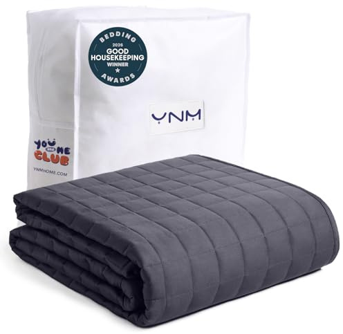 YnM 15lbs Weighted Blanket for Adults, Heavy Bed Throw Blanket with Cooling Glass Beads for All Season Use, Ideal for ~90lbs (48x72 Inches, Twin/Full, Dark Grey)