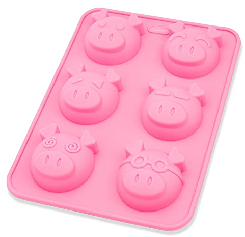BlueFox Silikonform Schweinchen, Muffinform Schweine, Silikonform Muffins, Cupcake, Form für Backblech, 23 x 17 x 3cm, Glücksbringer, Farbe: Rosa