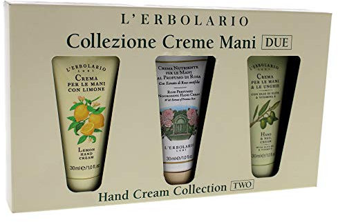 L'Erbolario Crema Mani Cofanetto Regalo Donna, Set Crema Mani Nutriente, Confezione Regalo, Confezione da Viaggio Formato: 3 x 30 ml