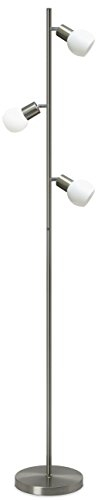 Trango 3-flammig LED Stehlampe incl. 3x 3 Stufen dimmbar LED Modul Leuchtmittel & 3x satiniertes Echtglas Lampenschirm TG1520 Stehleuchte, schwenkbar & drehbar Höhe: 170cm
