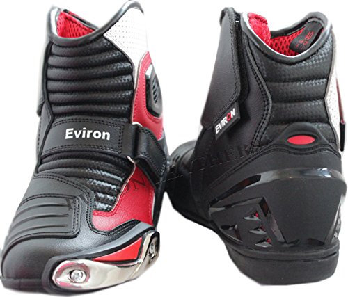 Stivali corti in pelle per motocicletta, colore: rosso