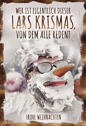 KE - Lustige Weihnachtskarten Set mit Umschlag, DIN A6 Format (17,1 x 11,7cm), Perfekt für Weihnachtsgrüße - Motiv: Lars