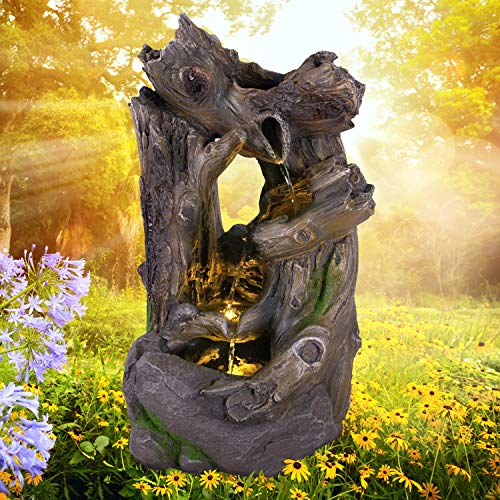 Gartenbrunnen Brunnen Zierbrunnen Zimmerbrunnen Springbrunnen 230V Wasserfall Wasserspiel für Garten, Gartenteich, Terrasse, Balkon Sehr Dekorativ