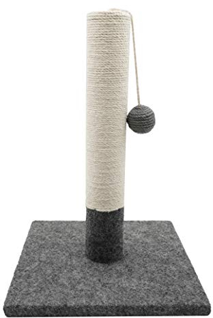 Tyrol | Kratzsäule für Katze 42 cm | Kratzstamm aus Jute und Widerstandsfähigem Stoff mit Plüschball | Kratzbaum Klein in Modernem Design, Grau und Weiß | Stabile Basis 30x30 cm | Katzen Zubehör
