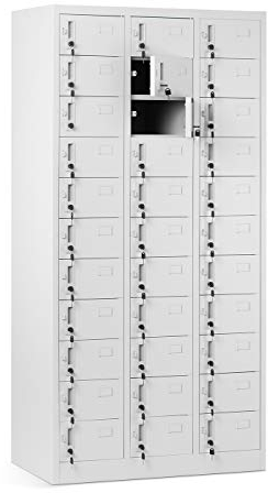 Domator Jan Nowak Armoire Vestiaire 3B11A Casier Metallique pour Objets de Valeur 33 Compartiments Revêtement en Poudre 185 cm x 90 cm x 45 cm (Gris)