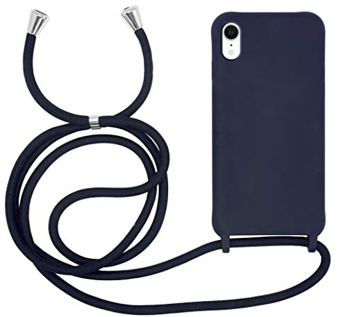 MyGadget Handykette für iPhone XR - [ Hülle mit verstellbaren Band ] - TPU Handyhülle mit Handyband zum Umhängen - Kordel Schnur Case Schutzhülle - Dunkel Blau