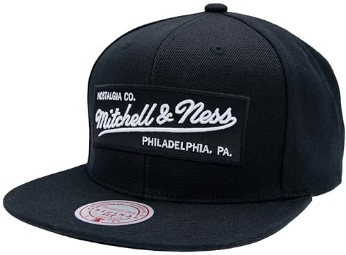 Mitchell & Ness 2 Tone Box Logo - Flat Visor Snapback Basecap, Black-White