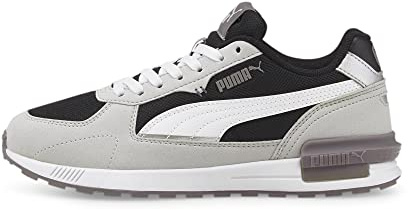 PUMA Graviton Jr Uni-Sneaker für Kinder, Grau, Schwarz, Weiß, silberfarbener Stahl, 36 EU
