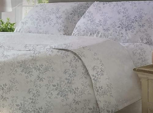 Cabbages & Roses of London Home Percale Collection Floral 4 Piece Sheet Set 100% Cotton Percale Crisp & Cool, Lightweight & Moisture-Wicking Light Bedding & Oeko-Tex Certified (Alderney, King)